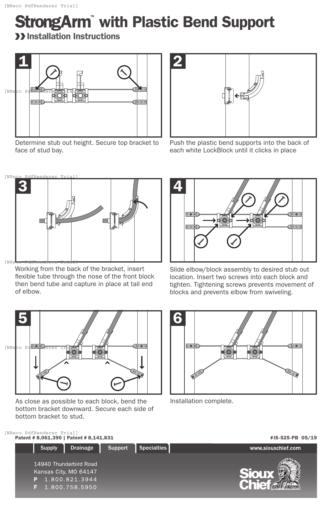 525 SERIES - STRONGARM WITH BEND SUPPORT - INSTRUCTION SHEET.PDF Technical Document